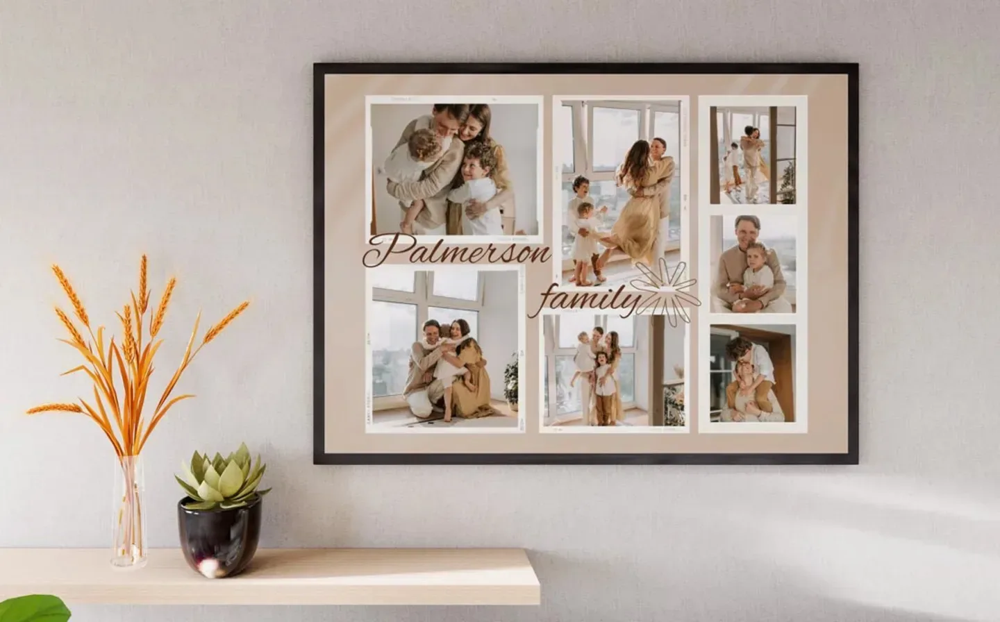 A beautifully framed family photo collage showcasing cherished memories and moments