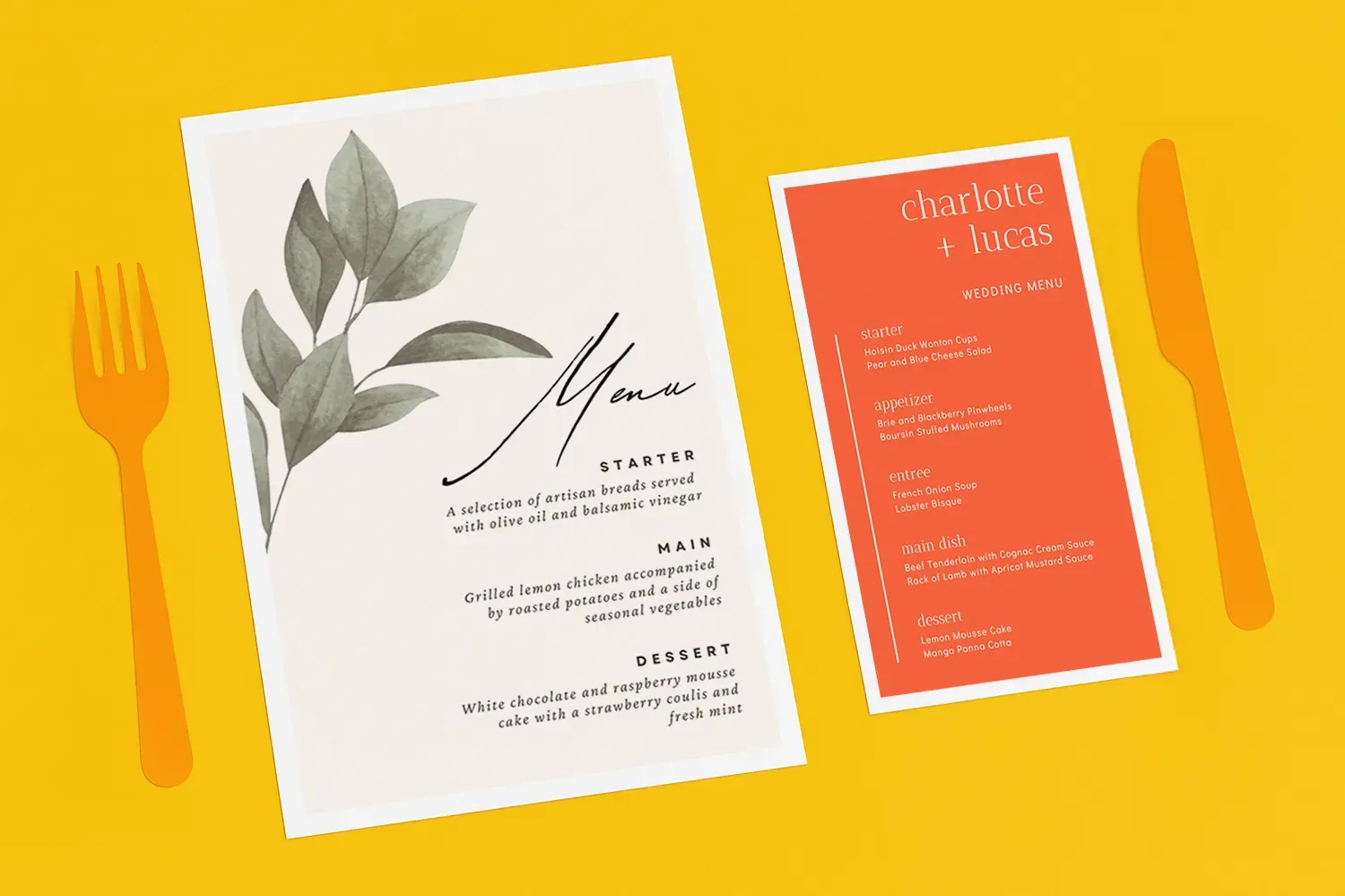 Wedding Menu Cards