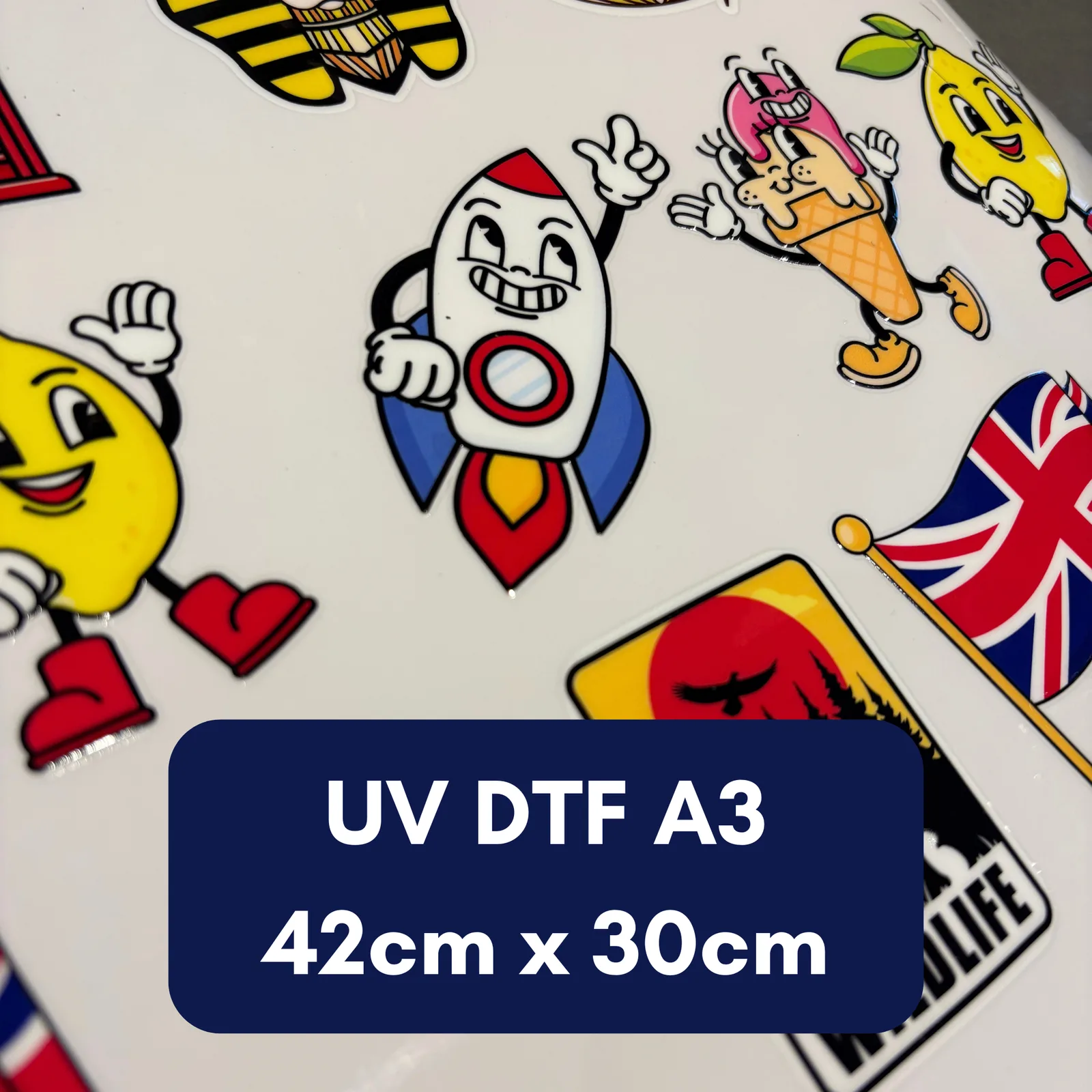 UV DTF Transfer Sheet – 42cm x 30cm (A3)